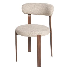 Silla metal marrón boucle beige 49x79x50 cm