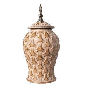 Tibor relieve ceramic marrón 17x17x37 cm