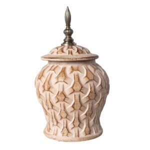 Tibor relieve ceramic marrón 16x16x30 cm