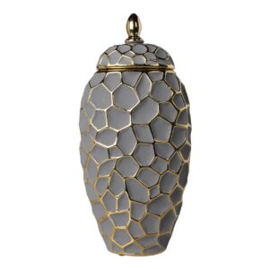 Tibor relieve ceramic azul 19x19x43 cm