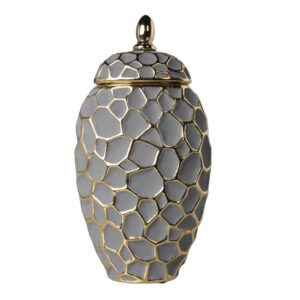 Tibor relieve cerámica azul 19x19x38 cm