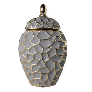 Tibor relieve cerámica azul 19x19x34 cm