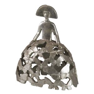 Figura menina resina plateada 20x11x23 cm