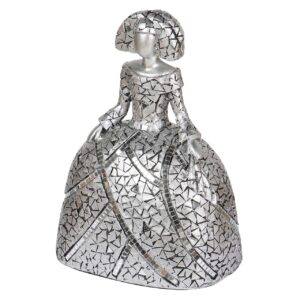 Figura menina resina plateada 18x13x24 cm