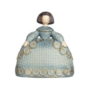 Figura menina resina azul15x9x16 cm