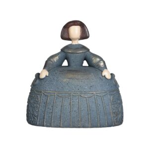 Figura menina resina azul 15x9x16 cm