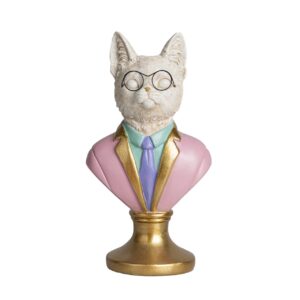 Figura gato resina gafas 15x11x27 cm