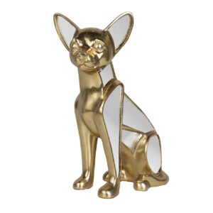 Figura chiguagua resina espejo dorado 25x14x33 cm