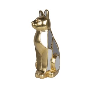 Figura gato resina espejo dorado 16x13x31 cm