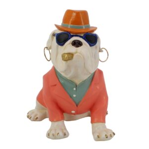 Figura perro gafas pendiente 22x15,5x21 cm