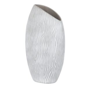 Jarrón cerámica gris blanco 23x13x40 cm