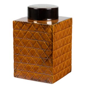 Tibor cerámica dorado naranja 18,5x18,5x30,5 cm
