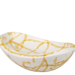 Centro de mesa cerámica blanco amarillo 30x22x10 cm