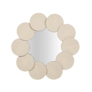 Espejo metal redondo beige 61x4x61 cm