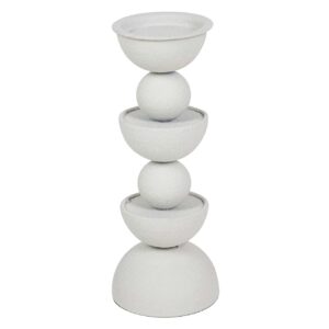 Candelabro metal blanco 13x13x32 cm