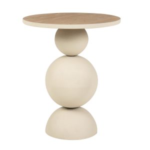 Mesita auxiliar metal MDF blanco 45x45x54 cm