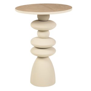 Mesita auxiliar metal MDF blanco 45x45x63 cm