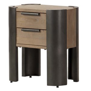 Mesita madera metal marrón negro 48x35x56 cm