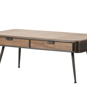 Mesa centro madera metal marrón negro 140x71x54 cm