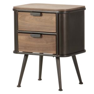 Mesita madera metal marrón negro 50x40x63 cm