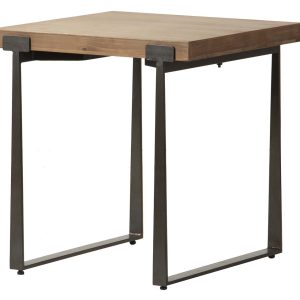 Mesita auxiliar madera metal marrón 58x58x61 cm