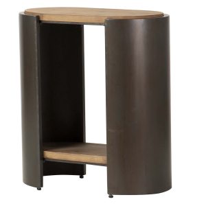 Mesita madera metal marrón negro 62x34x71 cm