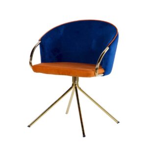 Silla giratoria velvet naranja azul 55x58x77 cm