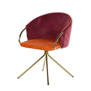 Silla giratoria velvet granate naranja 55x58x77 cm
