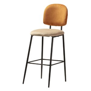 Taburete bar velvet naranja marrón 43x53x108 cm