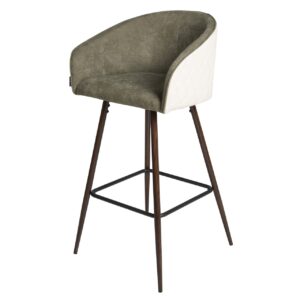 Taburete bar chenilla verde beige 52x50x99 cm
