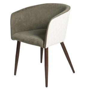 Silla chenilla verde beige 55x57x76 cm
