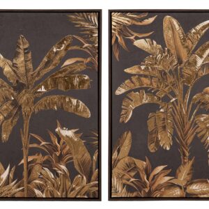 Set 2 cuadros con relieve marco marrón 63x4x83 cm