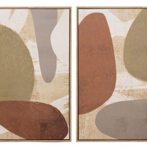 Set 2 cuadros con relieve marco marrón 63x4x83 cm