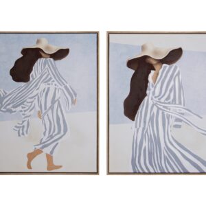 Set 2 cuadros mujeres 50% pintado a mano 63x4x83 cm