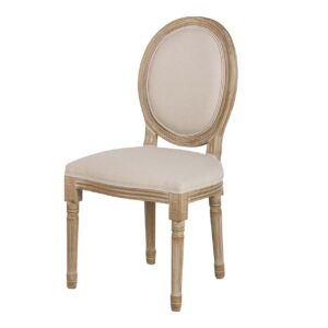 Silla medallon lino patas de madera 50x53x96 cm