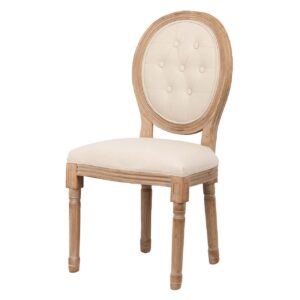 Silla medallon capitoné patas de madera 48x48x96 cm