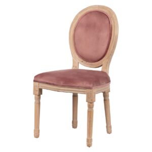 Silla medallon velvet patas de madera 48x48x96 cm