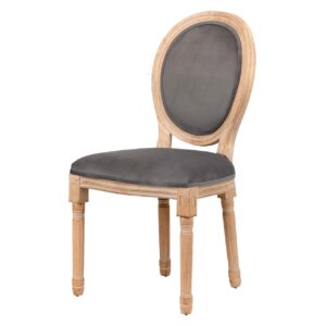 Silla medallon velvet patas de madera 48x48x96 cm
