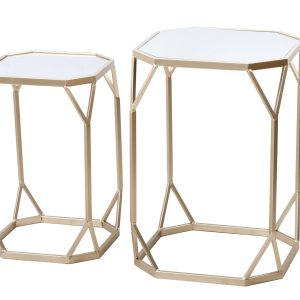 Set 2 mesas metal 39x39x58 / 32x32x51 cm