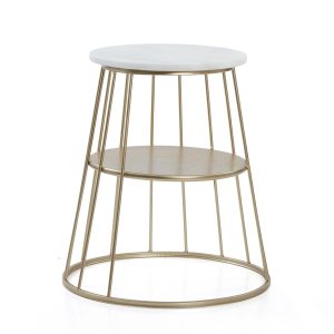 Mesa metal champagne tapa mármolina 55x55x61 cm