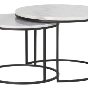 Set2 mesas nido mármol negro 60x60x41 50x50x38 cm
