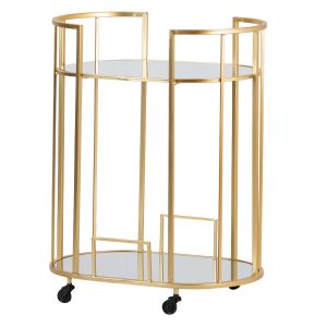 Camarera oval metal dorada 60x40x75 cm