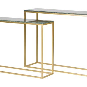 Set 2 consolas metal mármol 100x30x75 91x26x66 cm