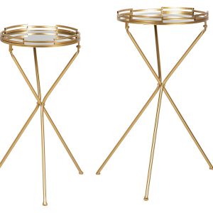 Set 2 mesas metal espejo 40x40x70 30x30x60 cm