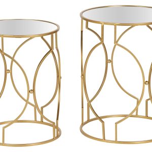 Set 2 mesas metal espejo 43x43x55 38x38x50 cm