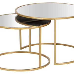 Set 2 mesas nido metal espejo 60x60x41 50x50x38 cm