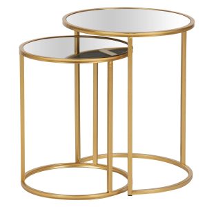 Set 2 mesas nido metal espejo 41x41x50 35x35x43 cm