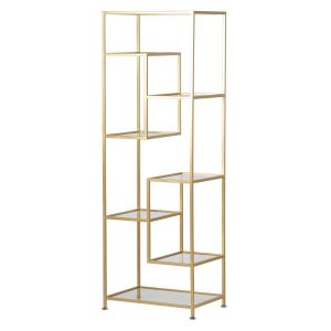 Estanteria metal dorada baldas cristal 60x42x174 cm