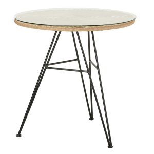 Mesa ratán sintetico hierro cristal 75x75x75 cm
