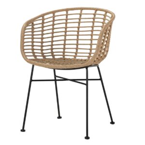 Silla ratán sintetico natural negro 58x56x77 cm